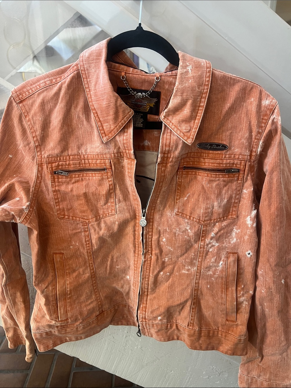 Harley-Davidson Rust-Orange distressed Zip JacketM